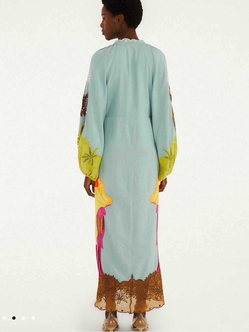 Farm Rio Multicolor Usiacuri Embroidered Richelieu Maxi Dress Size L - Picture 3 of 13